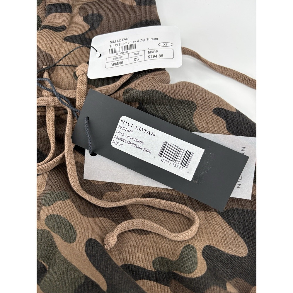 NWT Nili Lotan Callie Zip Up Hoodie Brown Camouflage Sz XS $345 - Picture 5 of 11